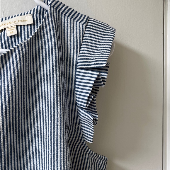 Monteau Striped Ruffle Sleeve Top - Picture 3 of 6